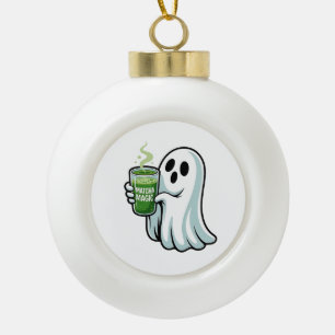 Spooky Halloween Ghost Drink Matcha Drink Keramik Kugel-Ornament
