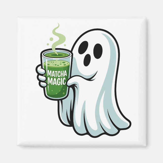 Spooky Halloween Ghost Drink Matcha Drink Magnet (Vorne)