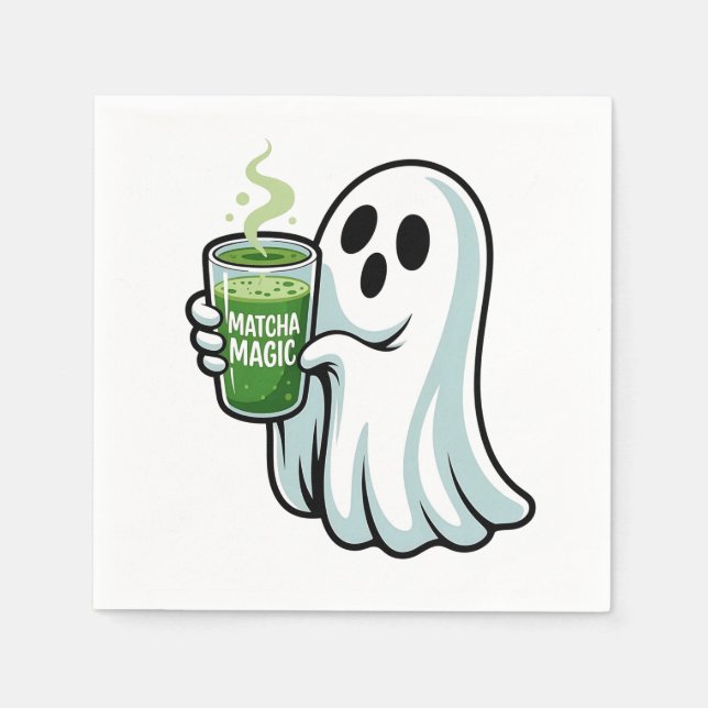 Spooky Halloween Ghost Drink Matcha Drink Serviette (Vorderseite)