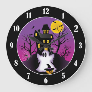 Spooky Halloween Ghost Große Wanduhr