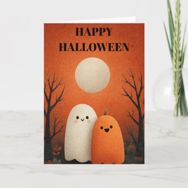 Spooky Halloween Ghost Karte (Vorderseite)