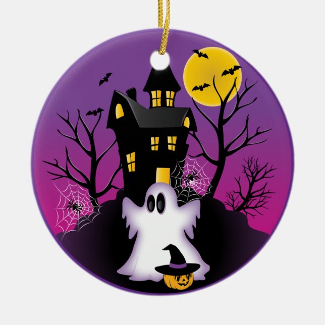 Spooky Halloween Ghost Keramikornament (Vorne)