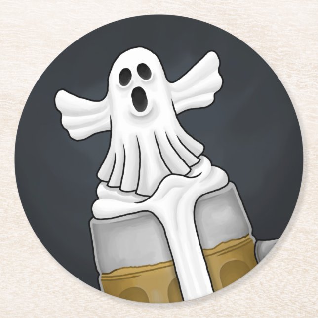 Spooky Halloween Ghost Runder Pappuntersetzer (Vorderseite)