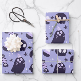 Spooky Halloween Ghost, Skulptur, Bonbons, Lila Geschenkpapier Set