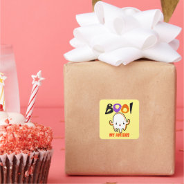 Spooky Halloween Ghost Throw Kissen T - Shirt Quadratischer Aufkleber