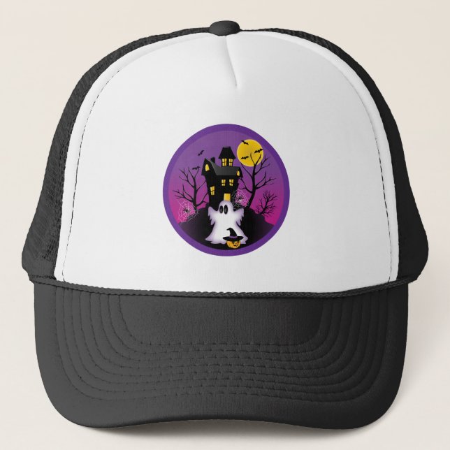 Spooky Halloween Ghost Truckerkappe (Vorderseite)