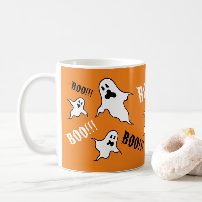Spooky Halloween Ghosts Kaffeemaschine Tasse (Mit Donut)
