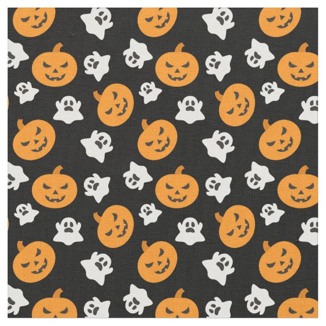 Spooky Halloween Ghosts & Kürbislaterne Stoff (Nahaufnahme)