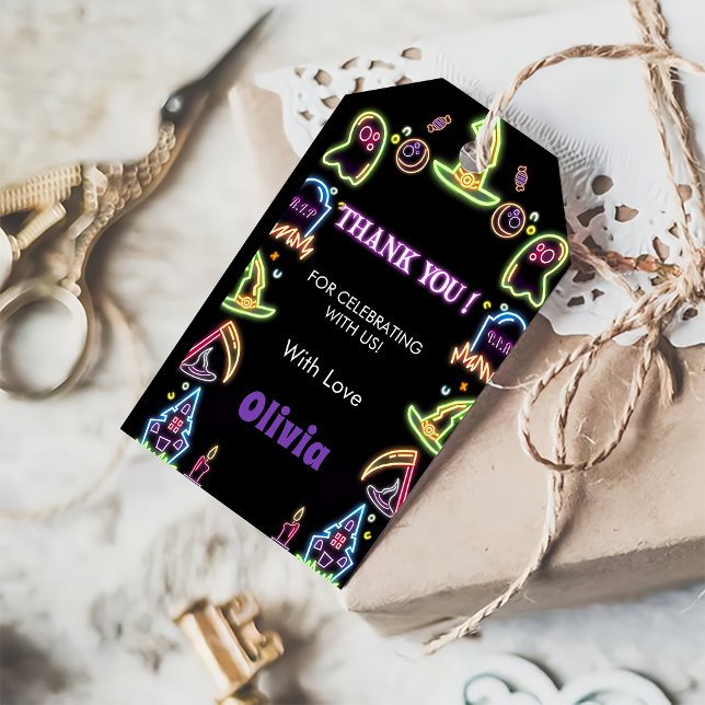 Spooky Halloween Glow Dark Birthday Party Geschenkanhänger (Von Creator hochgeladen)