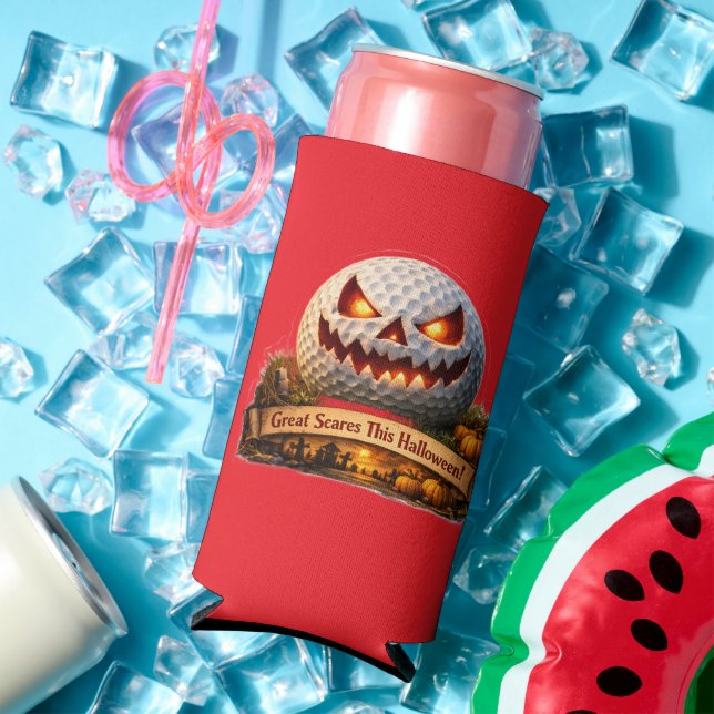 Spooky Halloween golf graphic teal cam cooler Selters Dosenkühler (In Situ Sommer)