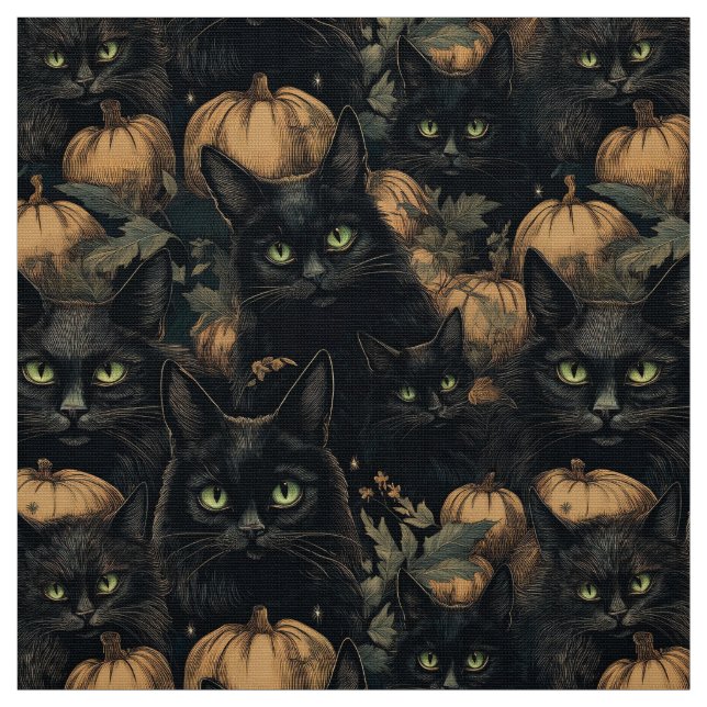 Spooky halloween gotische schwarze Katze und Kürbi Stoff (Muster)