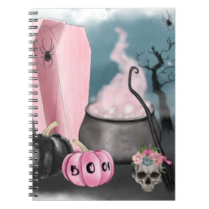 Spooky Halloween Grave Yard und Spider Webs Plan Notizblock