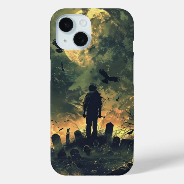 Spooky Halloween Graveyard Zombie Raven Skeleton Case-Mate iPhone Hülle (Rückseite)