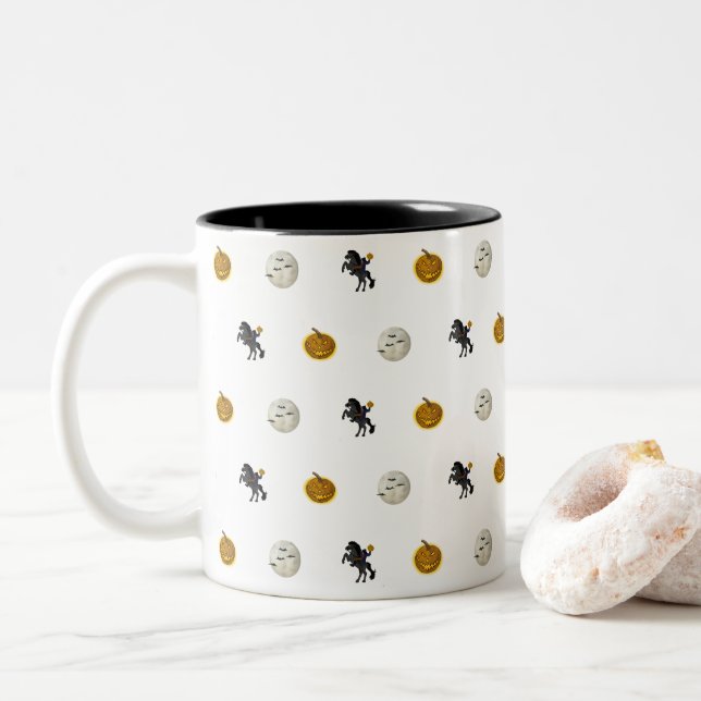 Spooky Halloween Headless Horseman Coffee Tasse (Mit Donut)