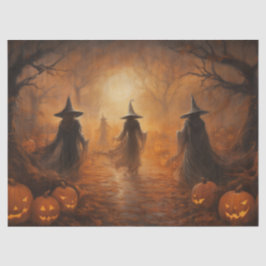 Spooky Halloween Hexen in einem Wald für Dekoupage Seidenpapier