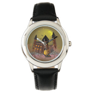 Spooky Halloween Hexenhaus und Vampirschloss Armbanduhr