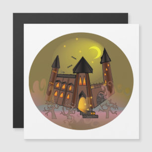 Spooky Halloween Hexenhaus und Vampirschloss Magnetkarte