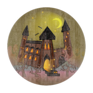Spooky Halloween Hexenhaus und Vampirschloss Schneidebrett
