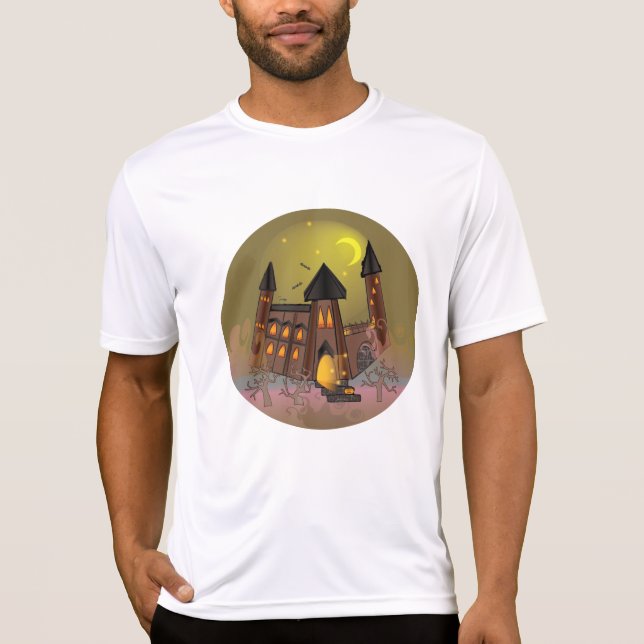 Spooky Halloween Hexenhaus und Vampirschloss T-Shirt (Vorderseite)