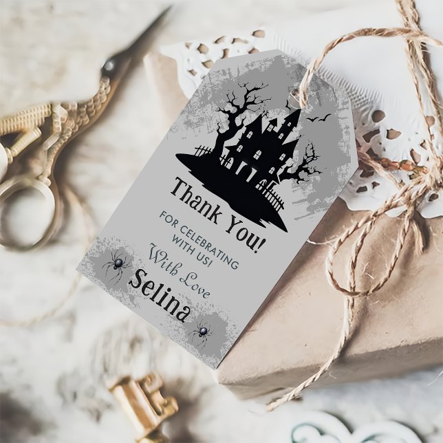 Spooky Halloween House Ghost Geburtstagsparty Geschenkanhänger (Von Creator hochgeladen)