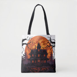 Spooky Halloween House Tote Bag