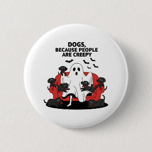 Spooky Halloween Hund Spooky Ghost Button