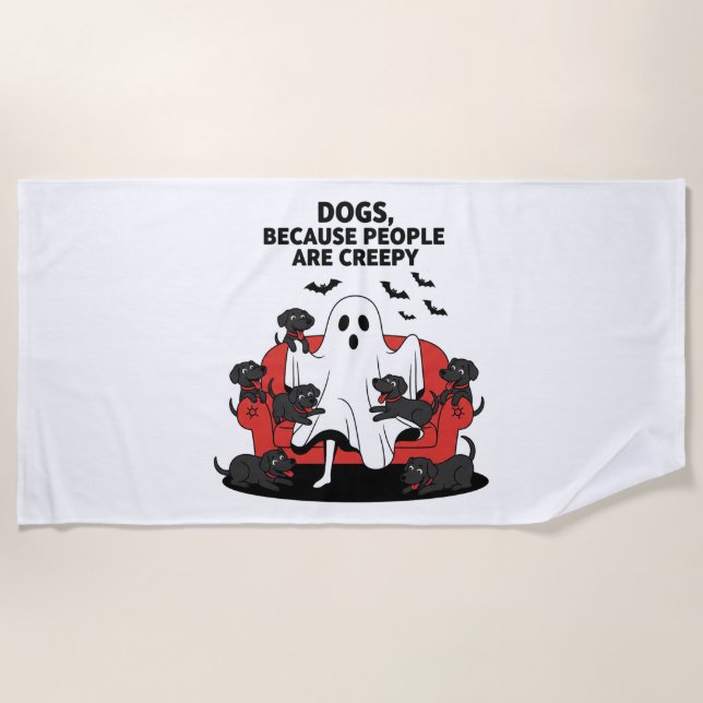 Spooky Halloween Hund Spooky Ghost Strandtuch (Vorderseite)