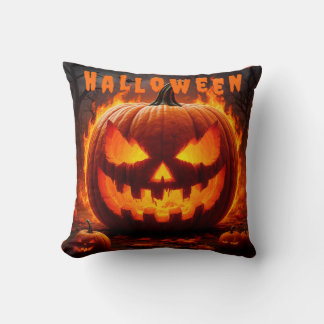 Spooky Halloween Jack-O' Lantern mit Flamme Kissen
