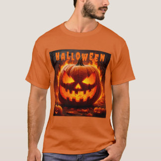 Spooky Halloween Jack-O' Lantern mit Flamme T-Shirt