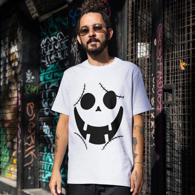 Spooky Halloween Jack-o-Laternen Kürbisgesicht T-Shirt (Von Creator hochgeladen)