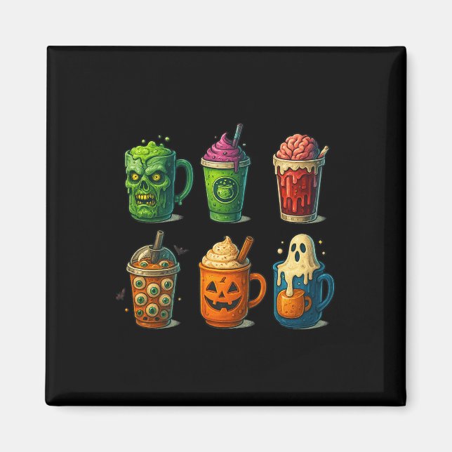 Spooky Halloween Kaffee Drinks Niedliche Beängstig Magnet (Vorne)