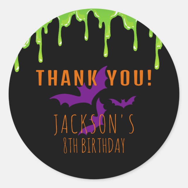 Spooky Halloween Kindergeburtstag Danke Runder Aufkleber (Vorderseite)