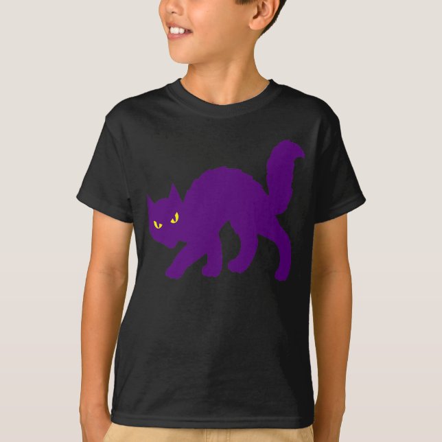 Spooky Halloween Kitty Cat Beängstigend Evil T-Shirt (Vorderseite)