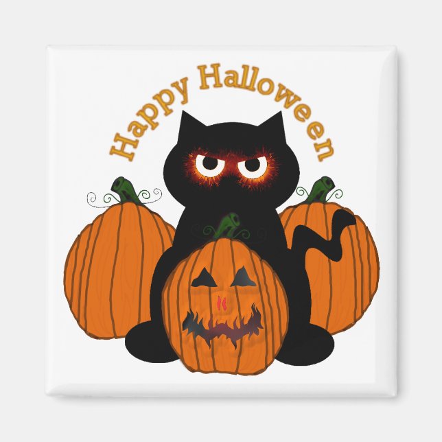 Spooky Halloween Kitty Magnet (Vorne)