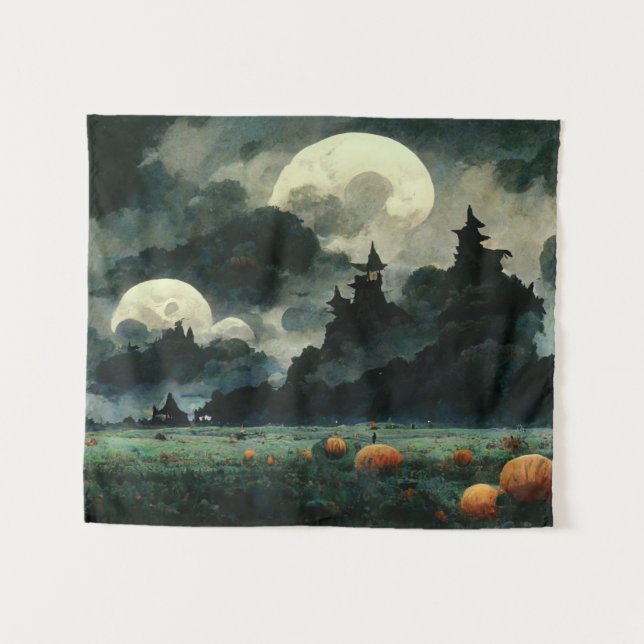 Spooky Halloween Landscapes Wandteppich (Vorderseite (Horizontal))