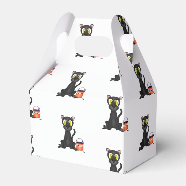 Spooky Halloween Leopard Black Cat Geschenkschachtel (Vorderseite)
