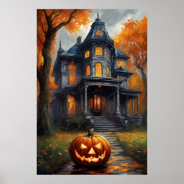 Spooky Halloween Mansion Poster (Vorne)