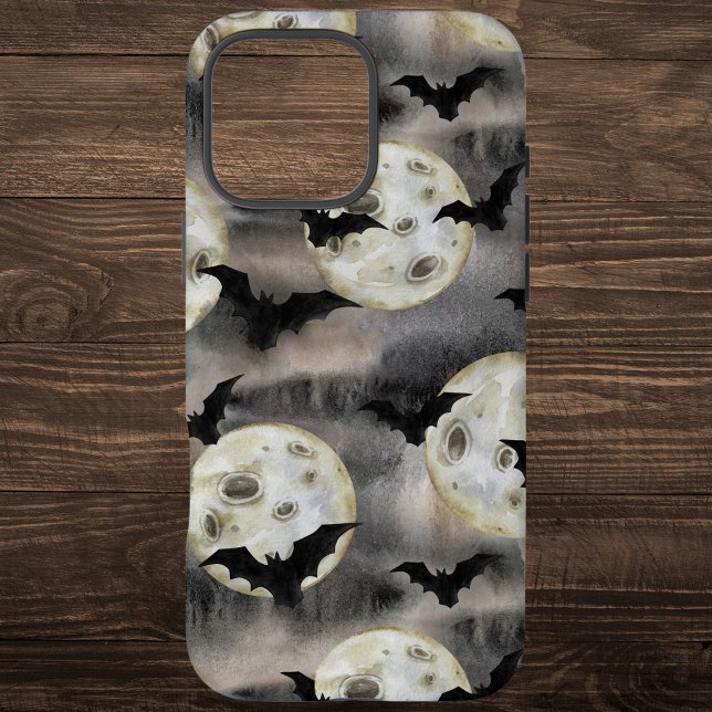 Spooky Halloween Mond und Fledermäuse Wasserfarbe Case-Mate iPhone Hülle (Von Creator hochgeladen)