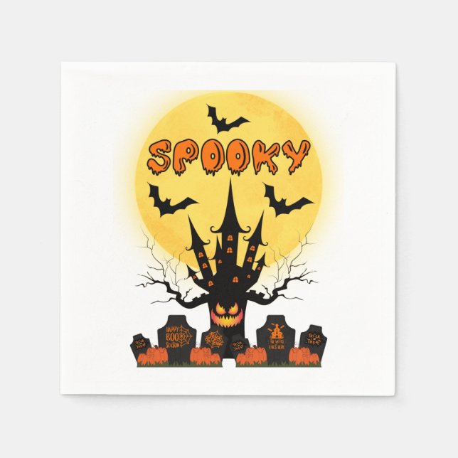 Spooky Halloween Moon 3 Ply Napkins Serviette (Vorderseite)