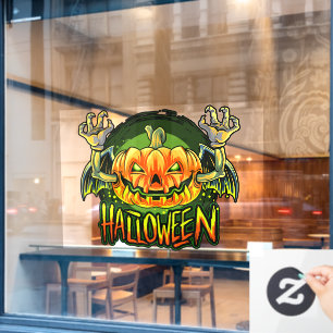 Spooky Halloween Neon Bat Pumpkin Fensteraufkleber