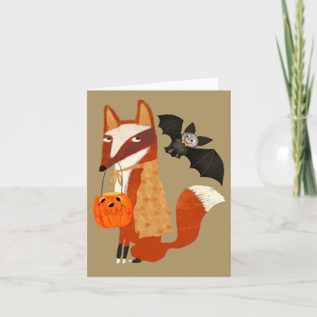 Spooky Halloween Niedlich Fox BLANK Grußkarte Dankeskarte (Vorderseite)