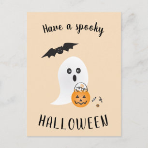 Spooky Halloween Niedlich Ghost Trick oder Tretboo Postkarte