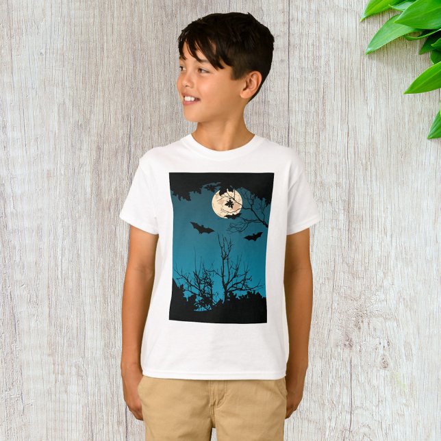 Spooky Halloween Night Full Moon und Flying Bats T-Shirt (Von Creator hochgeladen)