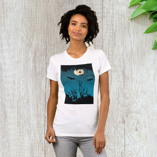 Spooky Halloween Night Full Moon und Flying Bats T-Shirt