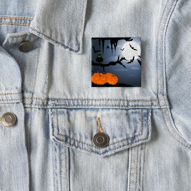 Spooky Halloween Night Szene Button (Von Creator hochgeladen)