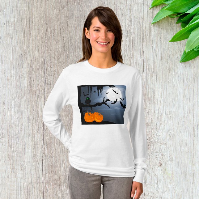 Spooky Halloween Night Szene T-Shirt (Von Creator hochgeladen)