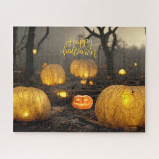 Spooky Halloween Night und Kürme im Wald Puzzle