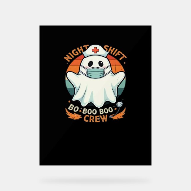 Spooky Halloween Nurse Funny Ghost Kostüm Boo Boo Acrylschild (Vorderseite)