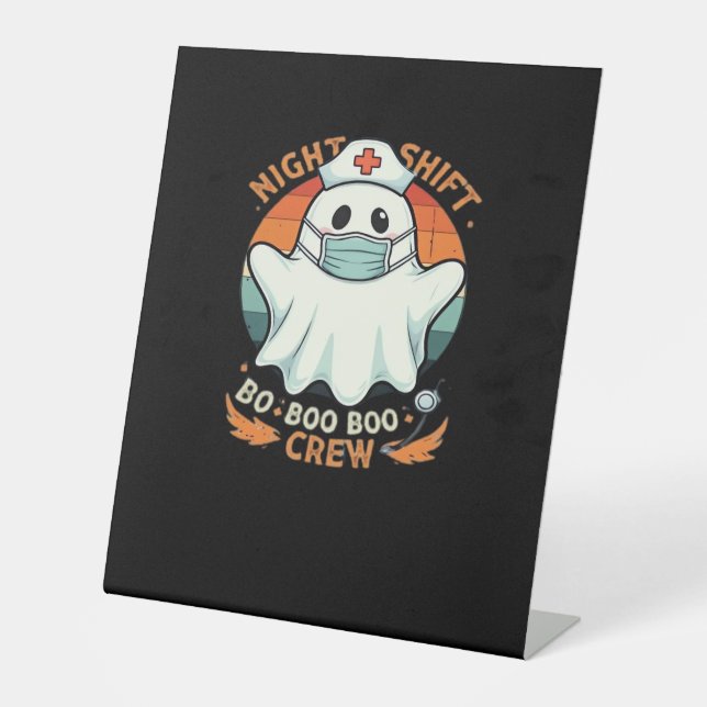 Spooky Halloween Nurse Funny Ghost Kostüm Boo Boo Sockelschild (Vorderseite)