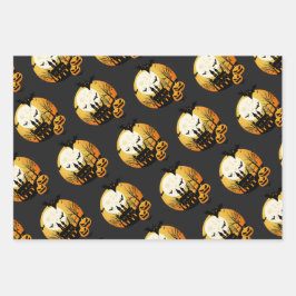 Spooky Halloween Orange Black Geschenkpapier Set